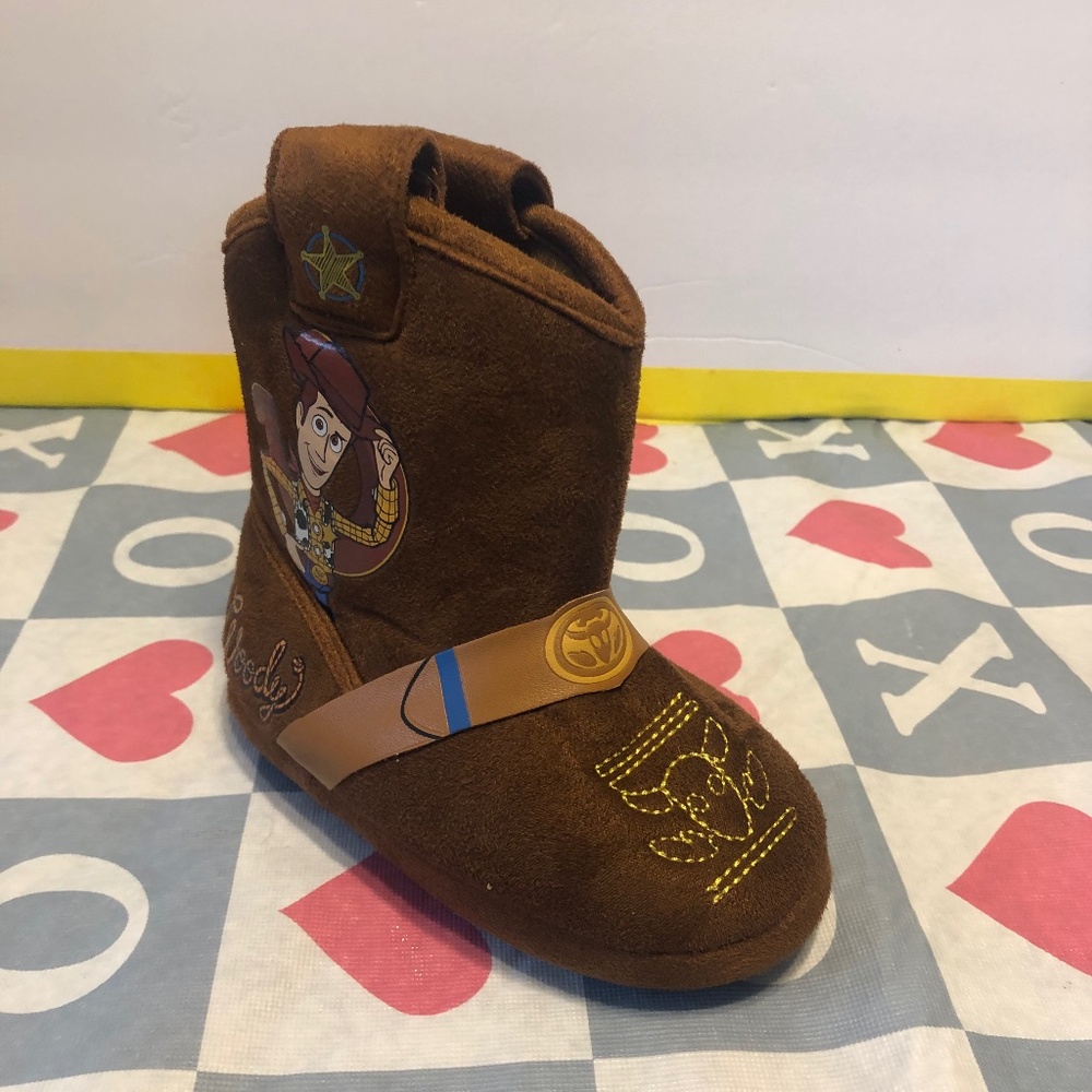 Disney Pixar Toy Story Toddler Pull on Woody Cowboy Boot Slippers (7-8) NWOT